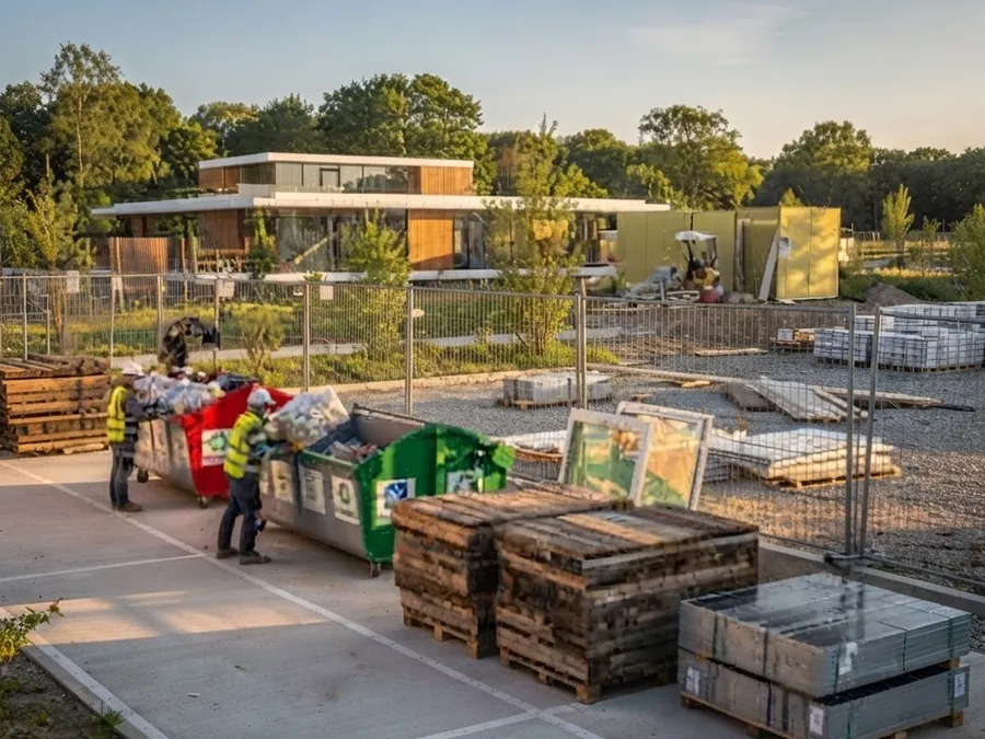 Tri des déchets en bennes sur un chantier CREALI